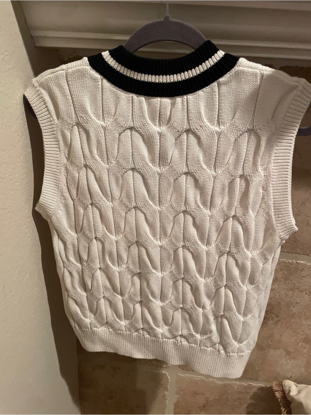 Banana Republic cotton cableknit vest preppy cricket academia old money XST - Picture 2 of 7